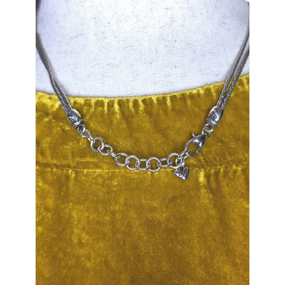 Brighton Deco Lace Square Pendant‎ Double Wheat Chain Necklace #89